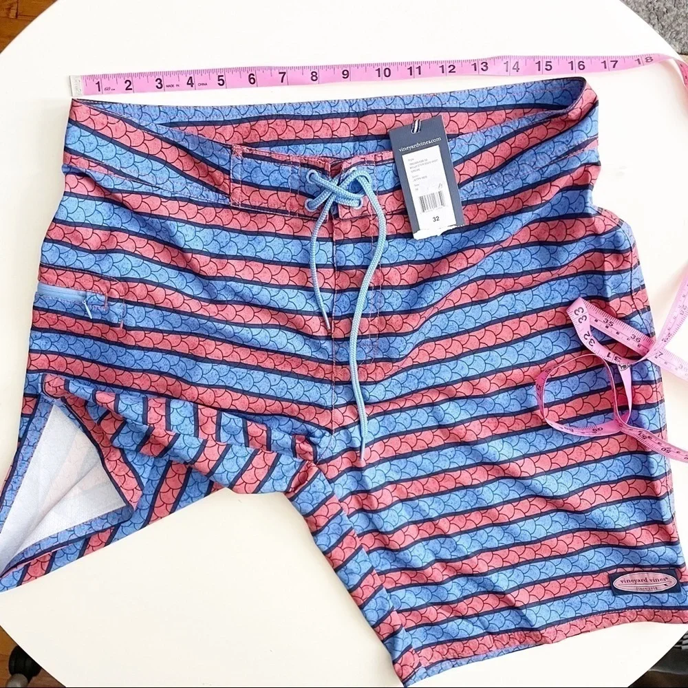 Vineyard Vines Men’s 9” Angler Stripe Board Shorts Waist 32 New